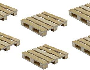 Creative Hobbies 6-Pack Mini Wood Pallet Coasters for Beverages, Hot and Cold Drinks, Mini Building Blocks Stacking, DIY Crafts, 4" x 4" x 11/16"