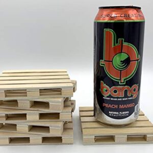 Creative Hobbies 6-Pack Mini Wood Pallet Coasters for Beverages, Hot and Cold Drinks, Mini Building Blocks Stacking, DIY Crafts, 4" x 4" x 11/16"