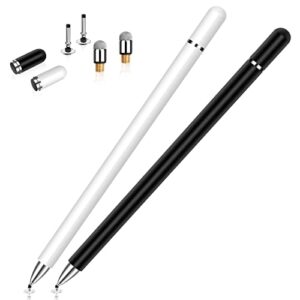 stylus (2 pcs), stylushome magnetic disc universal stylus pens touch screens for apple/iphone/ipad pro/mini/air/android/microsoft/surface all capacitive touch screens - black/white