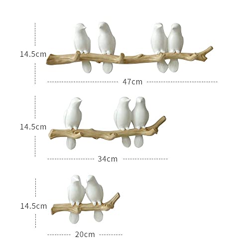 Clothes Coat Hooks Wall Mounted Coat Rack White Stick, 4 Birds Hooks Coat Hanger Rack, Space Saving Hanger for Wall, Entryway Hanger with Pegs,Coats,Scarves (White 4birds Hooks)