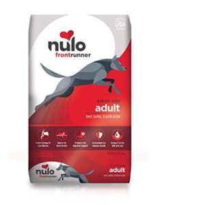 nulo frontrunner all breed adult dry dog food, premium all natural dog kibble, made with ancient grains promote fullness with healthy digestive aid bc30 probiotic & antioxidants for immune health