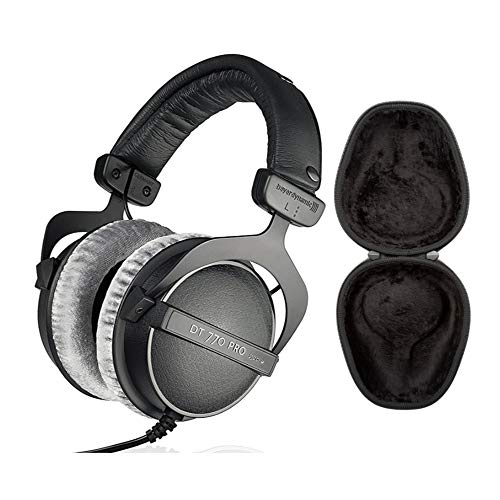 beyerdynamic DT 770 PRO Headphones (250 Ohm) Bundle with Hard Shell Headphone Case (2 Items)