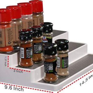 Cq acrylic 2 Pack Spice Rack Organizer for Pantry,14.5 Inch Tiered Seasoning Can Shelf Organizer For Cabinet,White