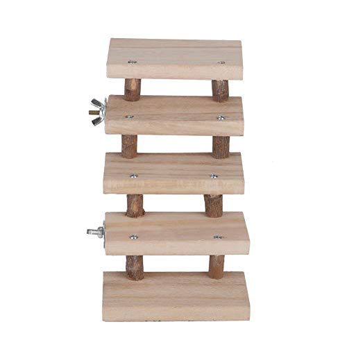 5 Layers Wood Small Animal Ladder,Pets Chewing Toys Climbing Stairs Pet Toys for Mouse, Chinchilla, Rat, Gerbil, Dwarf Hamster, Parrot