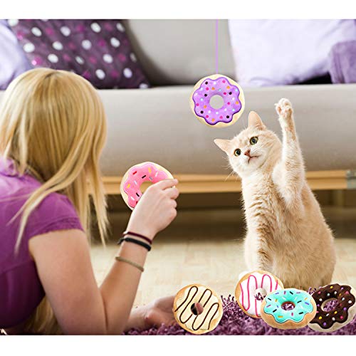 6 Pack Donut Cat Catnip Toys Kitten Chew Knickknack Sprinkles Interactive Pillows Teeth Grinding Catmint Plush Plaything Kitty Gift Ideas Supplies 4 Inches