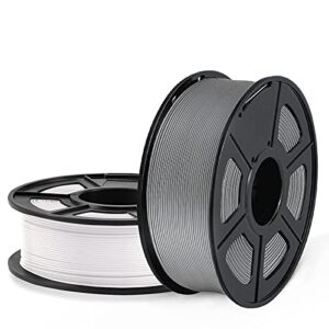 sunlu pla 3d printer filament, pla filament 1.75 mm dimensional accuracy +/- 0.02 mm, 1 kg spool, pla white+grey