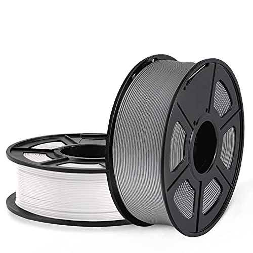 SUNLU PLA 3D Printer Filament, PLA Filament 1.75 mm Dimensional Accuracy +/- 0.02 mm, 1 KG Spool, PLA White+Grey