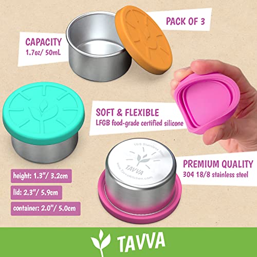 TAVVA Bundle Dips Salad Dressing Container To Go – 3X1.5oz Containers Earth Stainless Steel Food Containers [Set of 5]