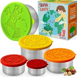 TAVVA Bundle Dips Salad Dressing Container To Go – 3X1.5oz Containers Earth Stainless Steel Food Containers [Set of 5]