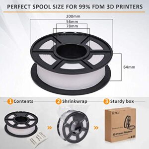 SUNLU PLA 3D Printer Filament, PLA Filament 1.75 mm Dimensional Accuracy +/- 0.02 mm, 1 KG Spool, PLA White+Blue