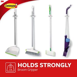 Command Broom and Mop Grippers Wall Hook, Damage Free Hanging Wall Mount Broom and Mop Holder, No Tools Household Cleaning Organizer for Living Spaces, 6 Hangers and 16 Command Strips