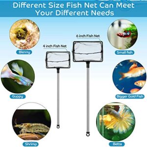 2 Pieces Mesh Fish Tank Net Aquarium Fish Net 4 Inch Stainless Steel Fish Net with Extendable 12.5-27.5 Inch Long Handle Fish Catch Nets Fish Tank Aquarium Accessories