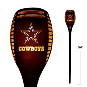 sporticulture dallas cowboys 36 inch tall led torch light-emulates flickering flames-auto on & off outdoor waterproof landscape lighting decoration-security light for any patio, yard & walkway