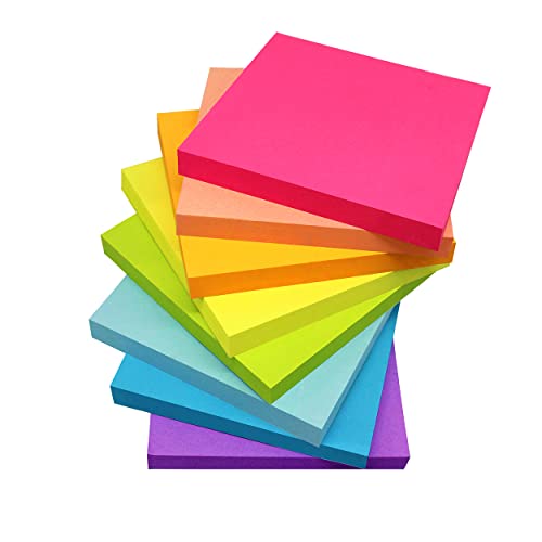 Pop Up Sticky Notes 3x3 Inches,Bright Colors Refills Self-Stick Pads, Easy to Post for Home, Office, Notebook, 8 Pads/Pack