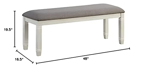 Lexicon Cailloux 48" Dining Bench, Antique White