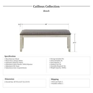 Lexicon Cailloux 48" Dining Bench, Antique White