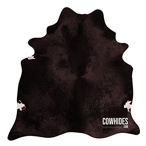 Natural Cowhide Area Rugs Solid Black (Medium - 6 FT x 6.5 FT)