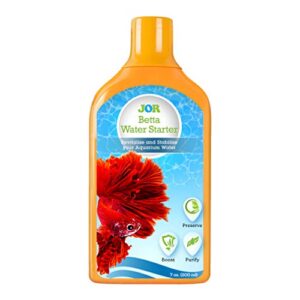 jor betta water starter, lowers stress in fish, revitalizes and conditions aquarium and tanks, promotes coat growth with aloe vera, 6.75 fl oz