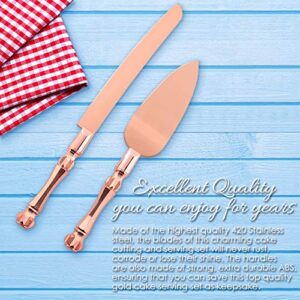 Homi styles Wedding Cake Knife and Server Set | Rose Gold Color Premium 420 Stainless Steel Gold Plated Blades | Cake Cutting Set for Wedding Cake, Birthdays, Anniversaries, Parties