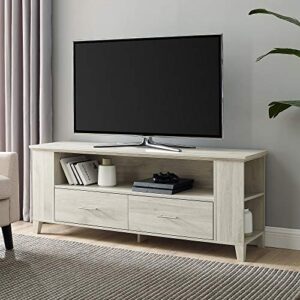 walker edison furniture company entertainment tv stand console with storage, 59 inch, birch