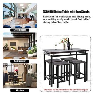 DSDNOO 5 Pcs Dining Table Set, Counter Height Dining Table Set for 4, Wooden Bar Height Dining Table & Bar Stools, Bar Table and Chairs Set, Kitchen Dining Table Set for Pub/Dining Room