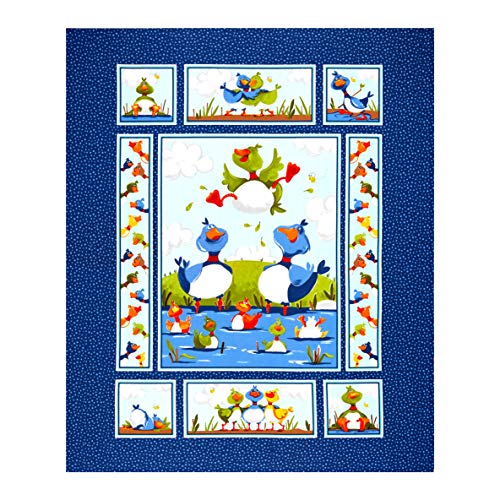 Susybee Bill & Bob Quilt 36" Panel Navy, Fabric