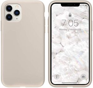 icesword iphone 11 pro max case stone, thin liquid silicone case, soft silk microfiber cloth, matte beige, tan, creamy, gel rubber full body, cool protective shockproof cover 6.5" ip11pm - stone