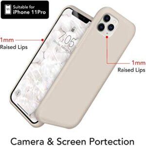 IceSword iPhone 11 Pro Max Case Stone, Thin Liquid Silicone Case, Soft Silk Microfiber Cloth, Matte Beige, Tan, Creamy, Gel Rubber Full Body, Cool Protective Shockproof Cover 6.5" iP11PM - Stone