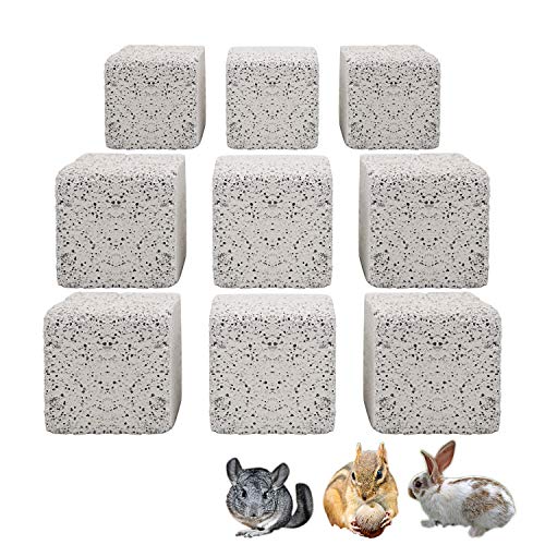 S-Mechanic 9Pcs Hamster Chew Toy Lava Square Stone Teeth Grinding Toys Mineral Stone Chew Toy for Hamsters, Chinchillas, Rabbits and Other Small Animals