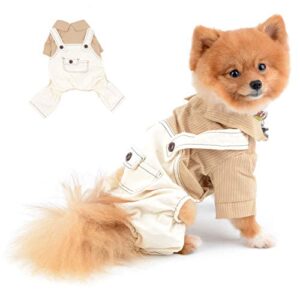 selmai dog outfits for small dogs boy summer striped shirts with pants jumpsuits one piece apparel for cats puppies chihuahua clothes adorable overalls for medium pets 4 legs spring autumn brown m