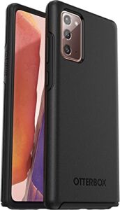 otterbox galaxy note20 5g symmetry series case - black, ultra-sleek, wireless charging compatible, raised edges protect camera & screen