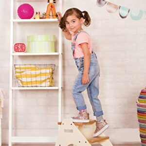 B. spaces by Battat – Step Stool for Kids – Ivory & Wood Stepping Stool for The Bedroom, Bathroom, Kitchen – Furniture for Toddlers – Peek-A-Boost – 2 Years + (BX2031C1Z)