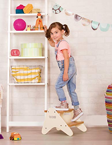 B. spaces by Battat – Step Stool for Kids – Ivory & Wood Stepping Stool for The Bedroom, Bathroom, Kitchen – Furniture for Toddlers – Peek-A-Boost – 2 Years + (BX2031C1Z)