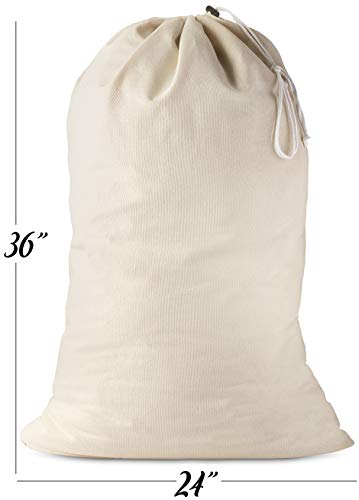 Cotton Laundry Bag - The Extra Heavy Duty Washable Laundry Bag with Drawstring Makes a Great Cloth Storage Sack for Sleeping Bag, Linen Basket Liner, Hamper Liner and Travel. (2-Pack)