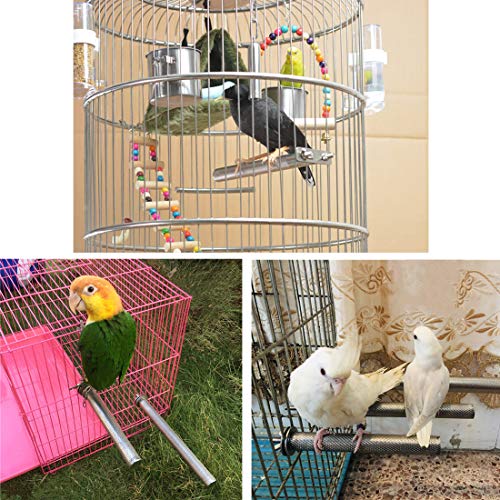 Bird Perch Stainless Steel Stand Parrot Rod Grinding Claws Trimming Beak Nails Grinding Stick Exercise Platform for Parakeet Cockatiel Conure African Grey Macaw Finch Bird Cage Accessories (XL)