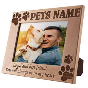 pet memorial, personalized picture frame | 5x7 | loss of cat, dog gifts, pet memorial for cats, dogs - loyal & best friend, custom engraved with dog's name & years - cat, dog owner gift d#21