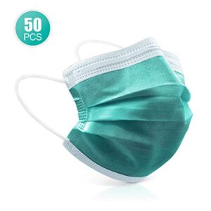 4 Ply Disposable Face Mask Protective(50PCS), Elastic Earloops, Single Use- Green