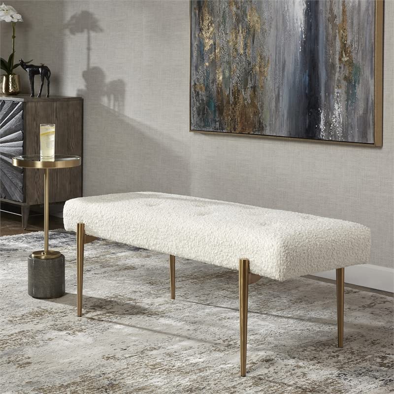 Uttermost Olivier 49 1/2" Wide White Button-Tufted Modern Accent Bench