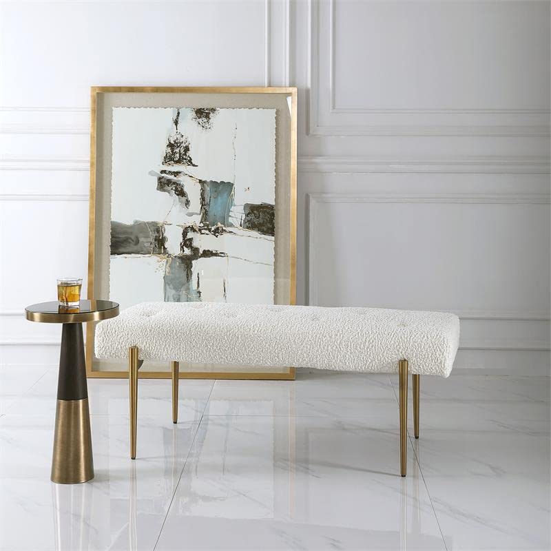 Uttermost Olivier 49 1/2" Wide White Button-Tufted Modern Accent Bench