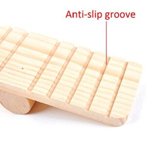 Feltsky Hamster Toys and Accessories 4 in 1 - Ladder, Swing, Barrel, Seesaw - Natural Wooden Pine - Chew Toys Gerbil Rat Guinea Pig Chinchilla Chew Toys Accessories