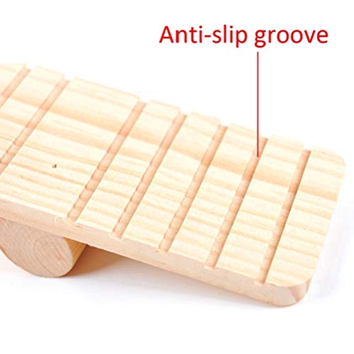 Feltsky Hamster Toys and Accessories 4 in 1 - Ladder, Swing, Barrel, Seesaw - Natural Wooden Pine - Chew Toys Gerbil Rat Guinea Pig Chinchilla Chew Toys Accessories