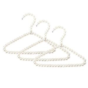 popetpop 3pcs pet clothes hangers pearl clothes hangers coat hanger for kids children pet dog (20cm white)