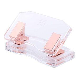 rose gold & acrylic clear 2 holes paper punch by ds draymond story - 10 sheets capacity (curved model)