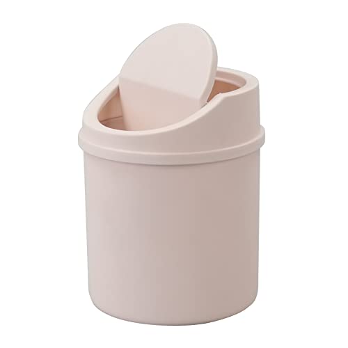 Lesbin 2 L Plastic Mini Desktop Trash Can with Swing Lid, Tiny Swing Top Garbage Can, Pink