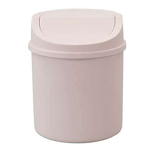 Lesbin 2 L Plastic Mini Desktop Trash Can with Swing Lid, Tiny Swing Top Garbage Can, Pink