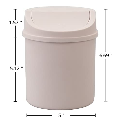 Lesbin 2 L Plastic Mini Desktop Trash Can with Swing Lid, Tiny Swing Top Garbage Can, Pink