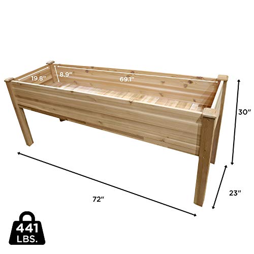 Jumbl Raised Canadian Cedar Garden Bed | Elevated Wood Planter for Growing Fresh Herbs, Vegetables, Flowers, Succulents & Other Plants at Home | Great for Outdoor Patio, Deck, Balcony | 72x23x30”