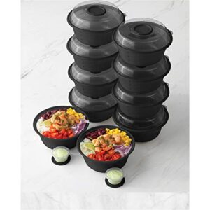 Goodcook Microwavable and Freezer Safe Meal Prep Bowl, 10 Pack, Black, 4 cups