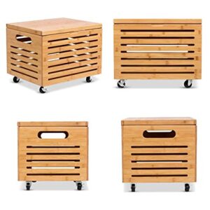 BirdRock Home Rolling File Storage Organizer Box with Lid (NEW VERSION) - Bamboo - Decorative Wood Hanging Filing & Storage Office Box - Letter/Legal - Strong Durable - Toys Blankets Binders - Natural