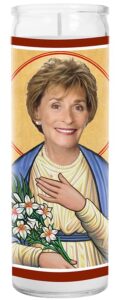 judy funny saint candle - 8 inch glass prayer pop culture saint candle - 100% handmade in usa - funny celebrity novelty tv show gift
